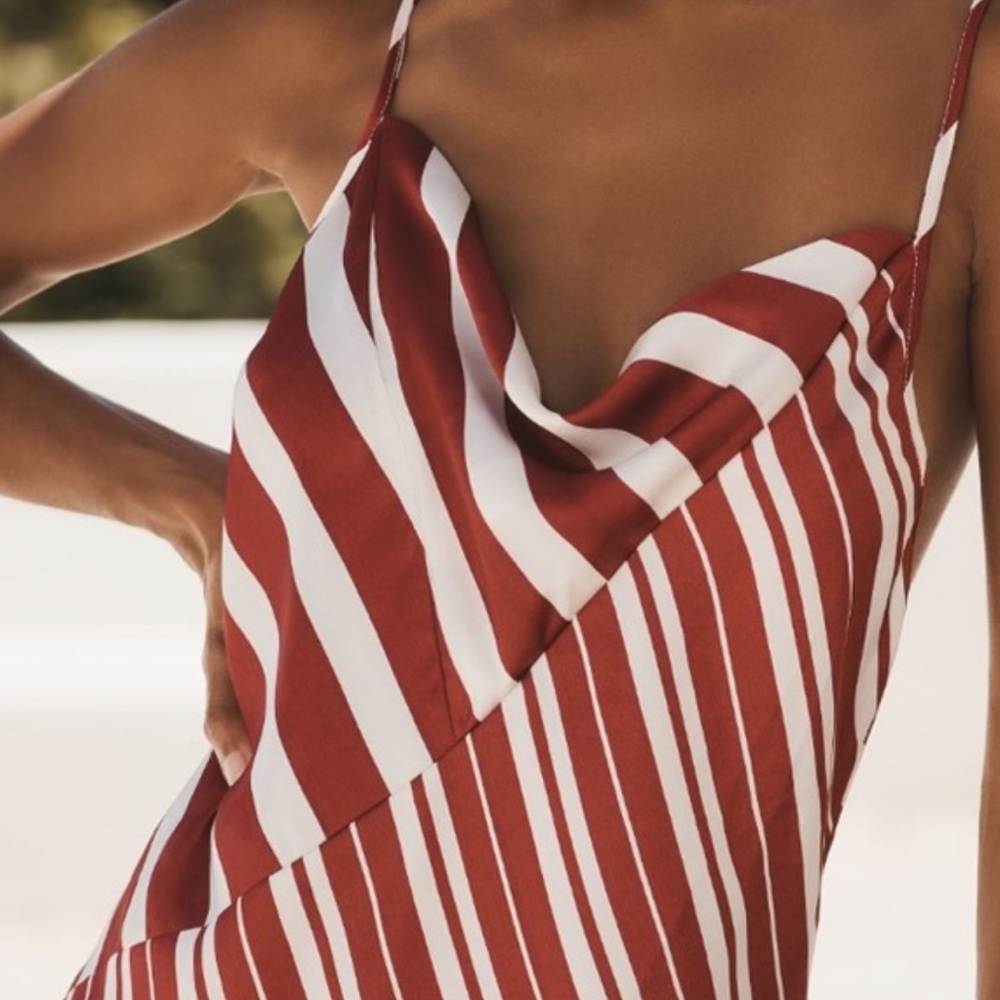 Anthropologie Red and White Striped Midi Dress - Picture 3 of 10